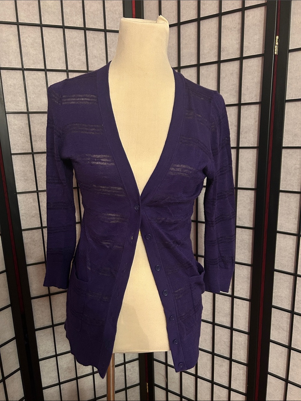 LOFT Purple Button Cardigan
